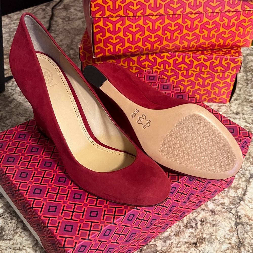 Tory Burch Red Suede Wedges